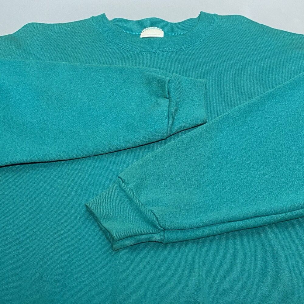 Vintage Tultex Superweight Sweatshirt Teal Blank Men's XL USA Made Crewneck 90s - Picture 4 of 6